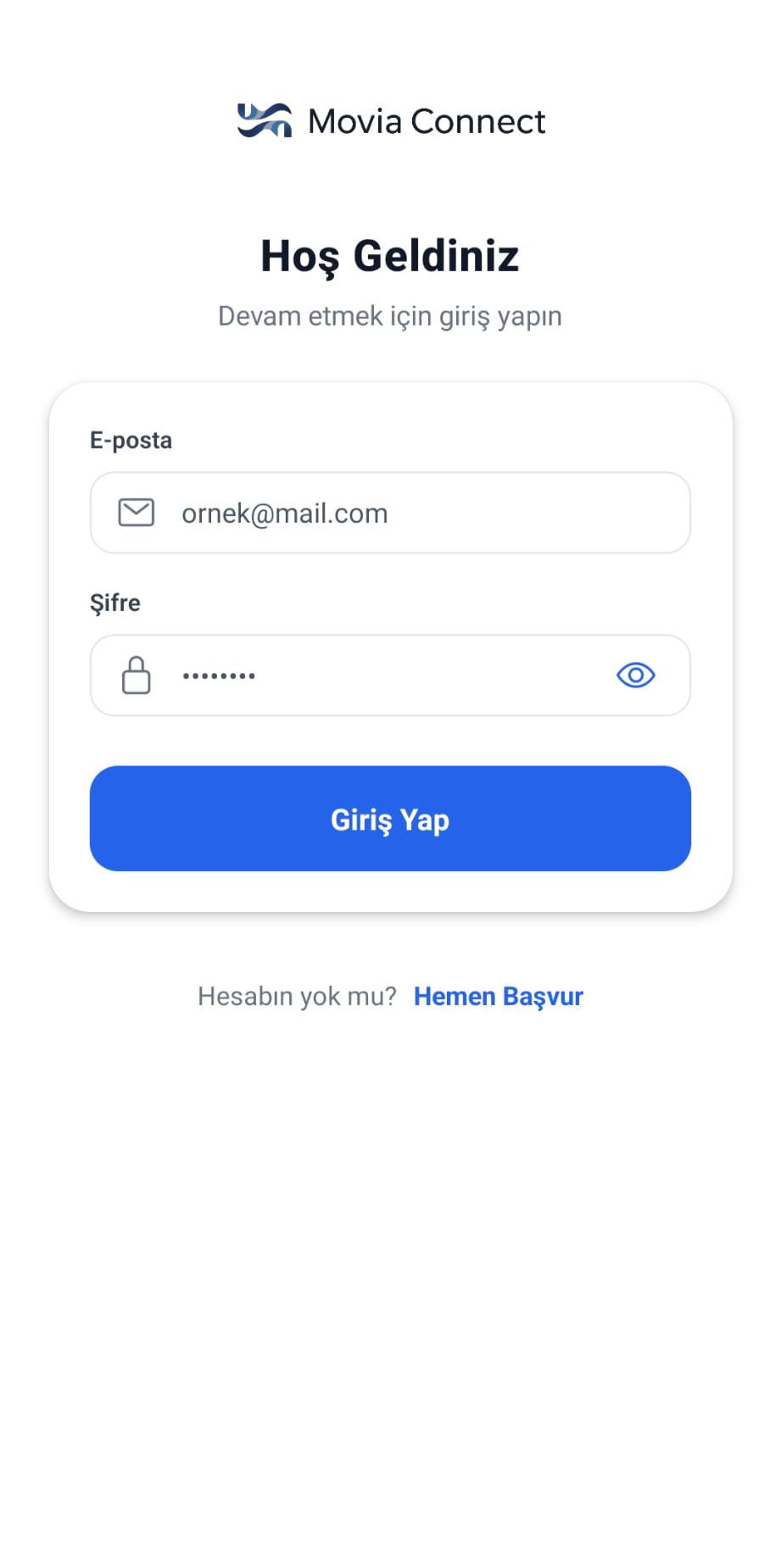 Movia Giriş Ekranı